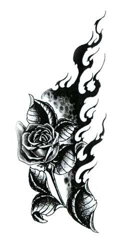 Black and White Rose Tattoo Design. Black 
